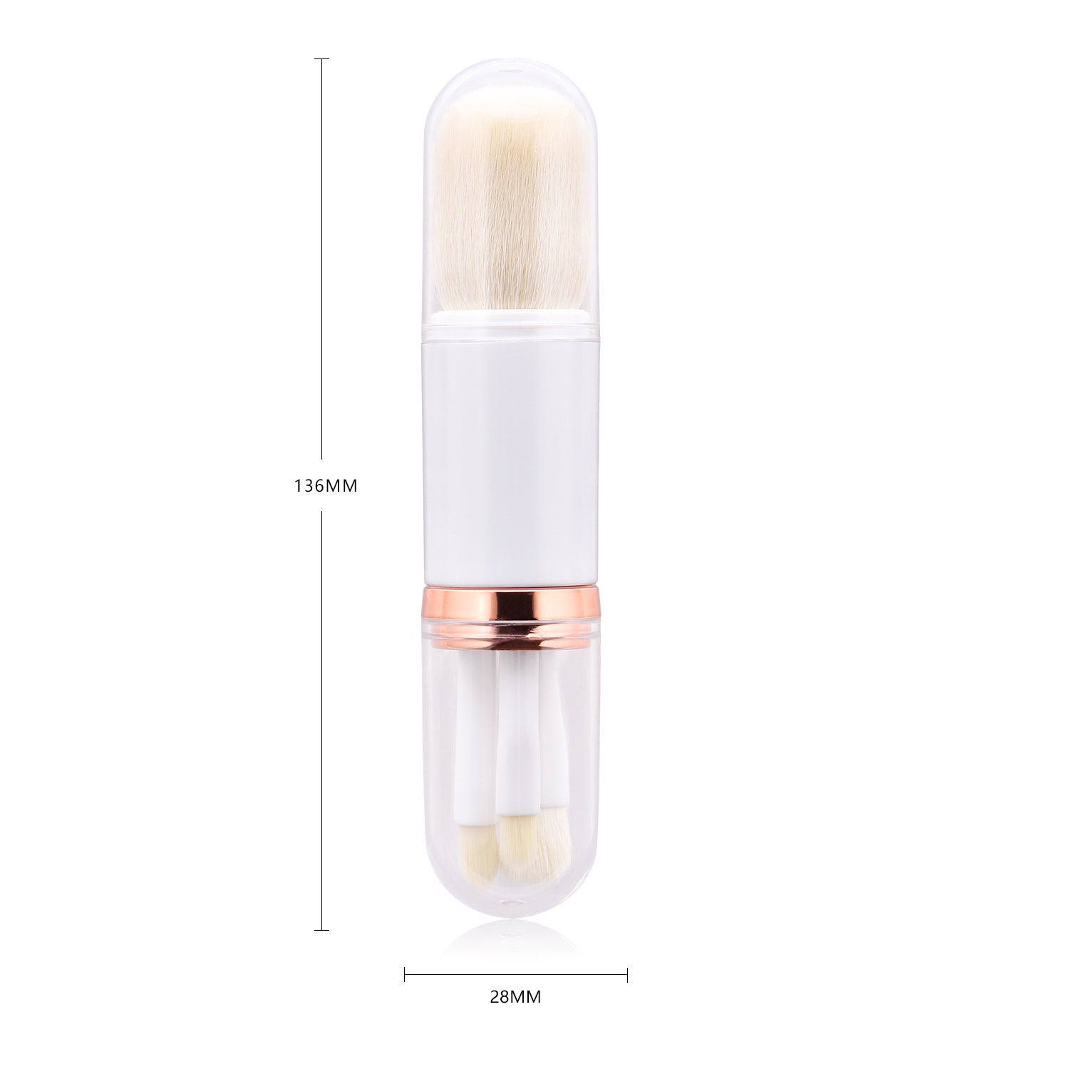 JMT-158602 Retractable Double-Head Portable Makeup Brush with Nylon Bristles