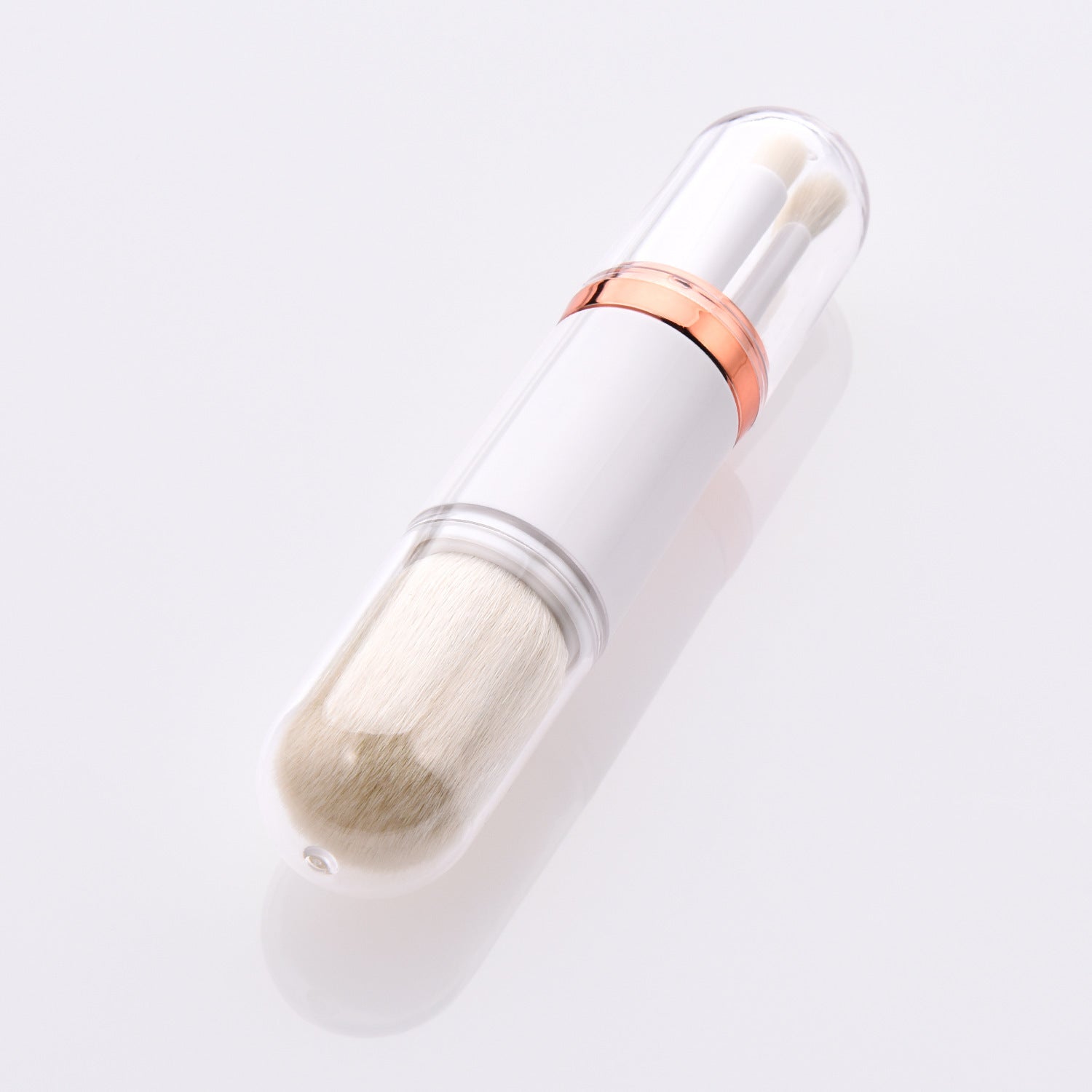 JMT-158602 Retractable Double-Head Portable Makeup Brush with Nylon Bristles