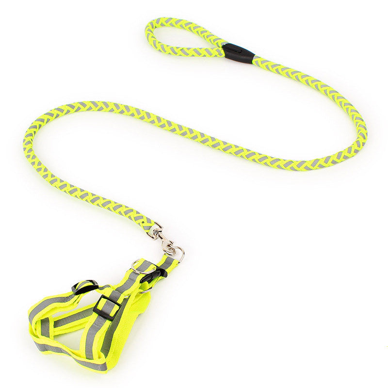JMT-158666 Reflective Nylon Braided Traction Rope and Adjustable Chest Strap for Dogs
