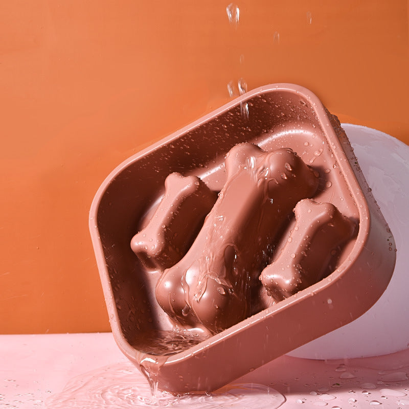 JMT-159498 Bone-Shaped Slow Feeder Bowl for Puppies - Anti-Choking Design, HIPS Material, 20.0 cm Side Length