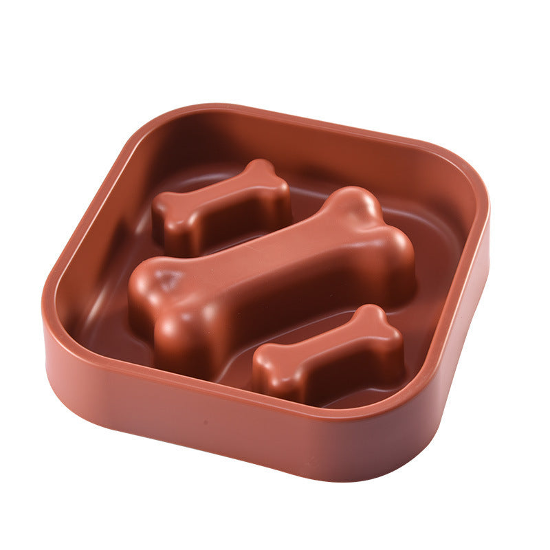 JMT-159498 Bone-Shaped Slow Feeder Bowl for Puppies - Anti-Choking Design, HIPS Material, 20.0 cm Side Length
