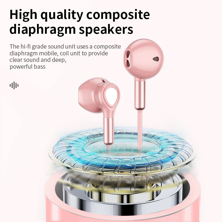 JMT-160138 Metal Wired Earphones with Mic - 1.2m 3.5mm Macaron Color for Mobile Phones