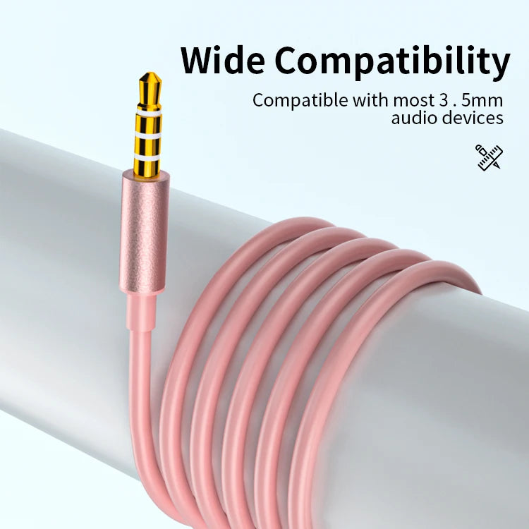 JMT-160138 Metal Wired Earphones with Mic - 1.2m 3.5mm Macaron Color for Mobile Phones