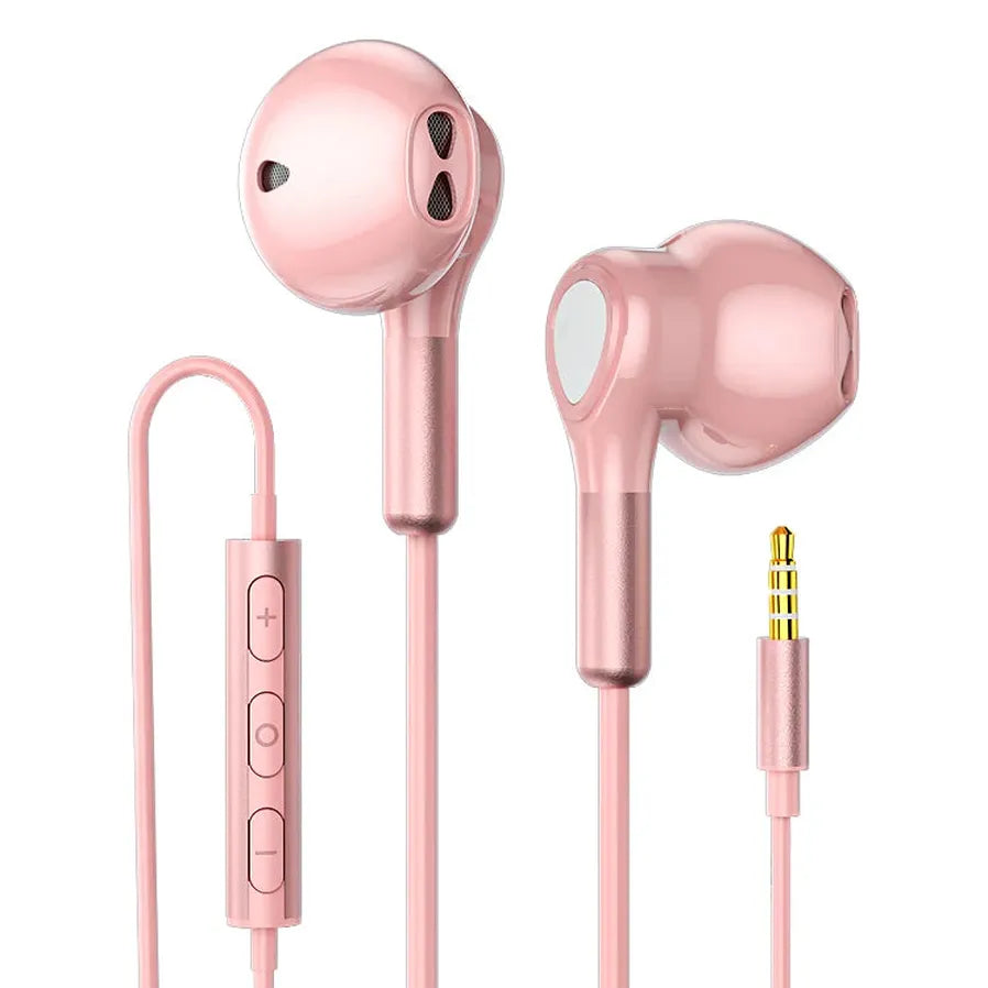 JMT-160138 Metal Wired Earphones with Mic - 1.2m 3.5mm Macaron Color for Mobile Phones