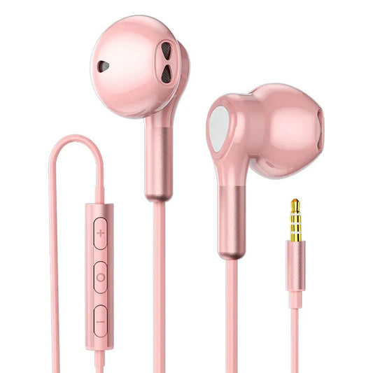 JMT-160138 Metal Wired Earphones with Mic - 1.2m 3.5mm Macaron Color for Mobile Phones
