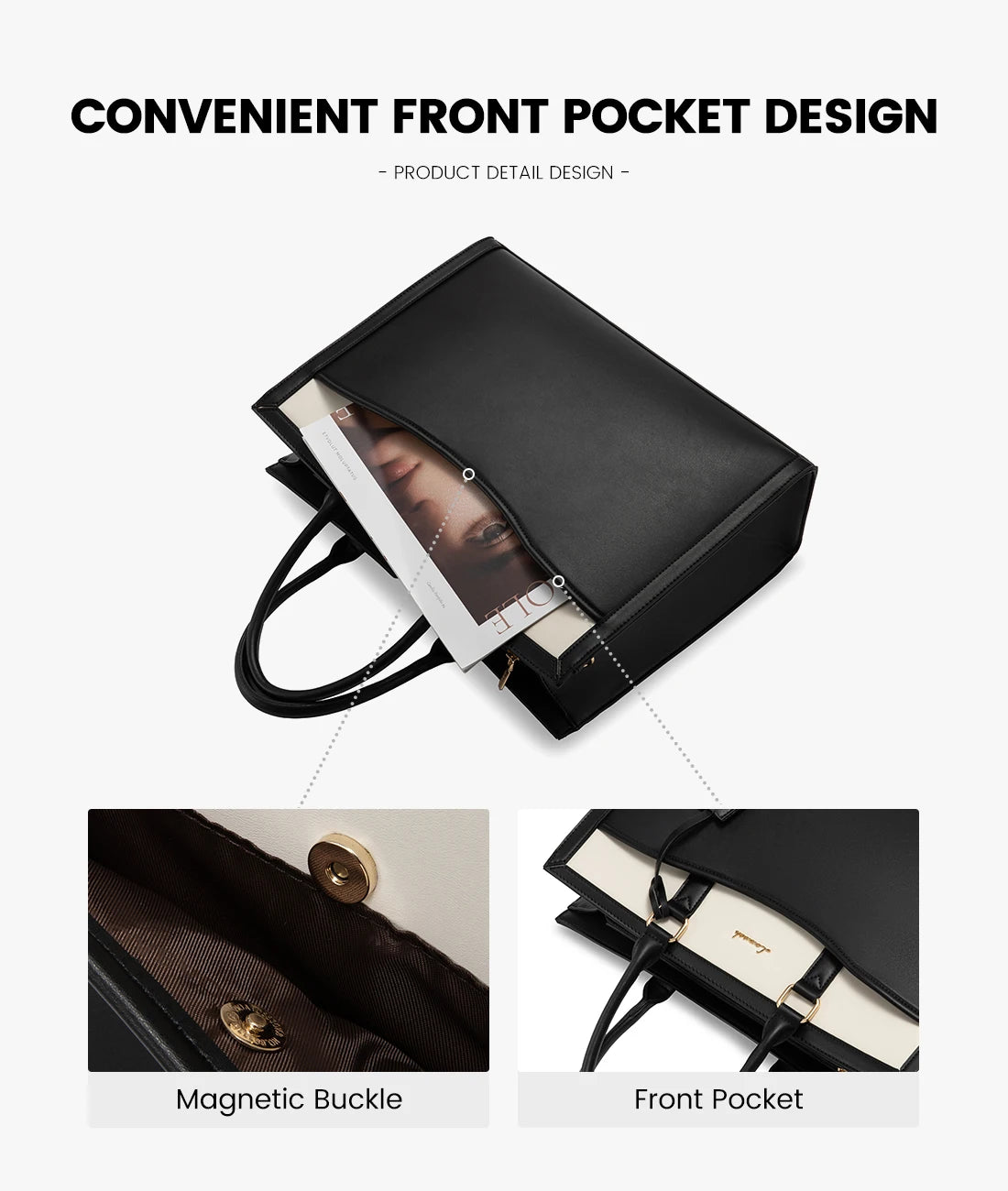 JMT-160458 Women's Waterproof Leather Laptop Tote Bag with Customizable Design for Business Use
