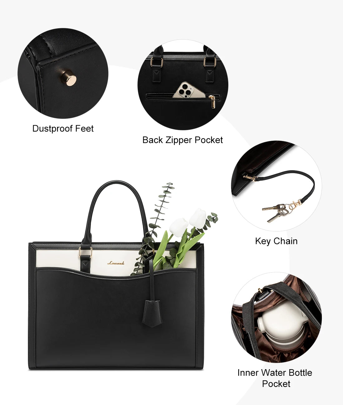 JMT-160458 Women's Waterproof Leather Laptop Tote Bag with Customizable Design for Business Use