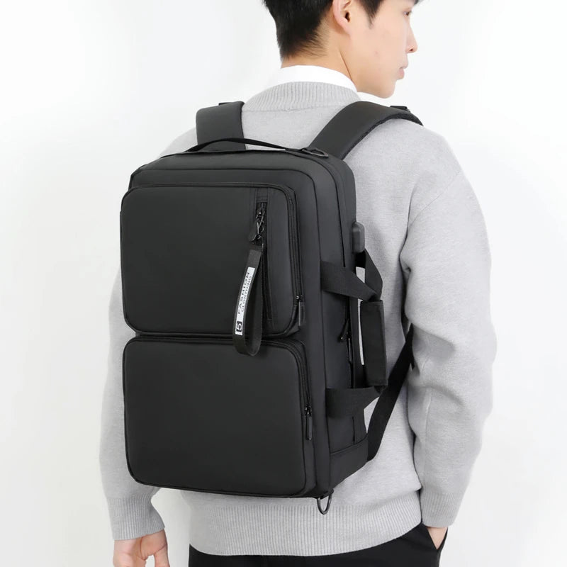 JMT-160650 Large Capacity Waterproof Business Backpack for 17-Inch Laptops with USB Port - Durable Nylon Design