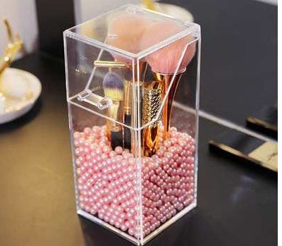 JMT-160906 Acrylic Makeup Brush Storage Bucket with Six-Sided Design – Clear and Elegant for Bedroom Organization
