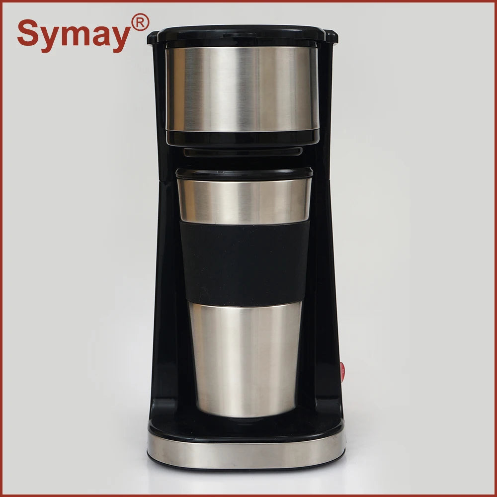 JMT-160906 Colourful Electric Personal Drip Coffee Maker with Travel Coffee Cup and Stainless Steel Accents
