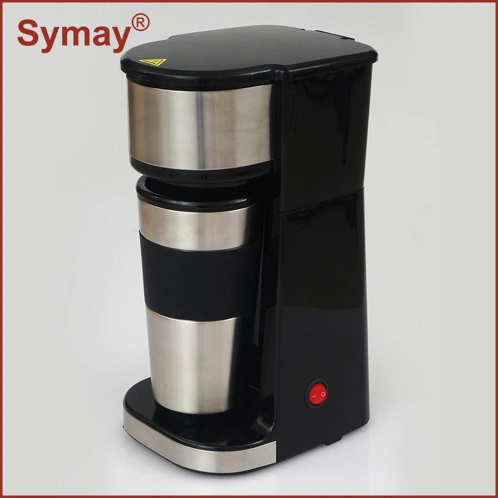 JMT-160906 Colourful Electric Personal Drip Coffee Maker with Travel Coffee Cup and Stainless Steel Accents