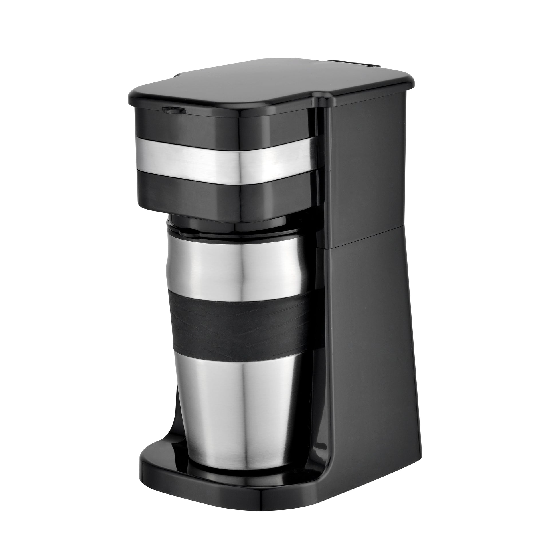 JMT-160906 Colourful Electric Personal Drip Coffee Maker with Travel Coffee Cup and Stainless Steel Accents