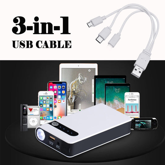 JMT-160970 Portable Car Starter and Mobile Power Battery Charger, 12V Input, 5V Output, Model MVP02262, White, 650g