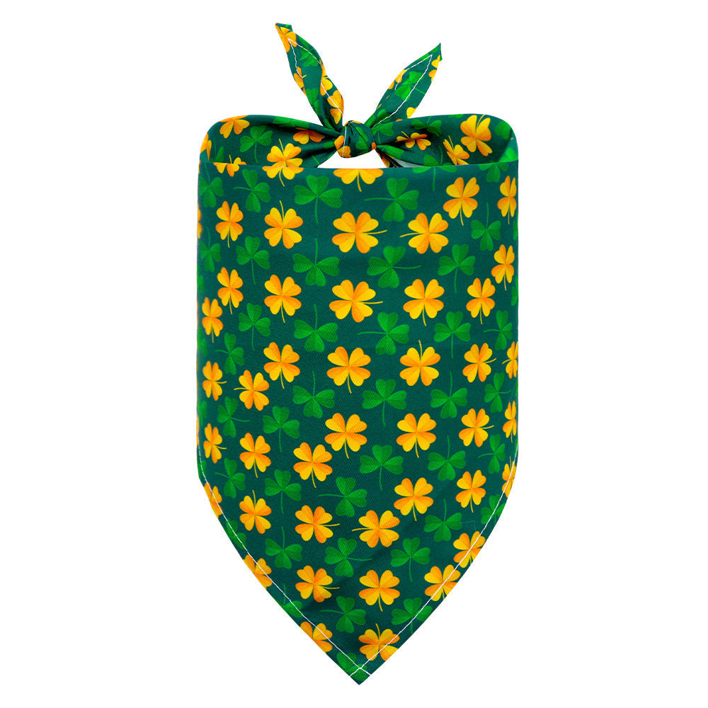 JMT-161098 Lucky Clover Triangle Towel Dog Scarf - Stylish Pet Accessory for Small & Medium Dogs