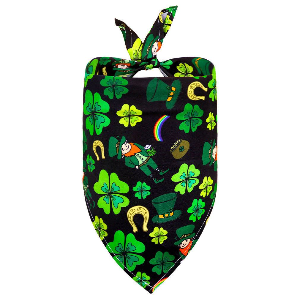 JMT-161098 Lucky Clover Triangle Towel Dog Scarf - Stylish Pet Accessory for Small & Medium Dogs