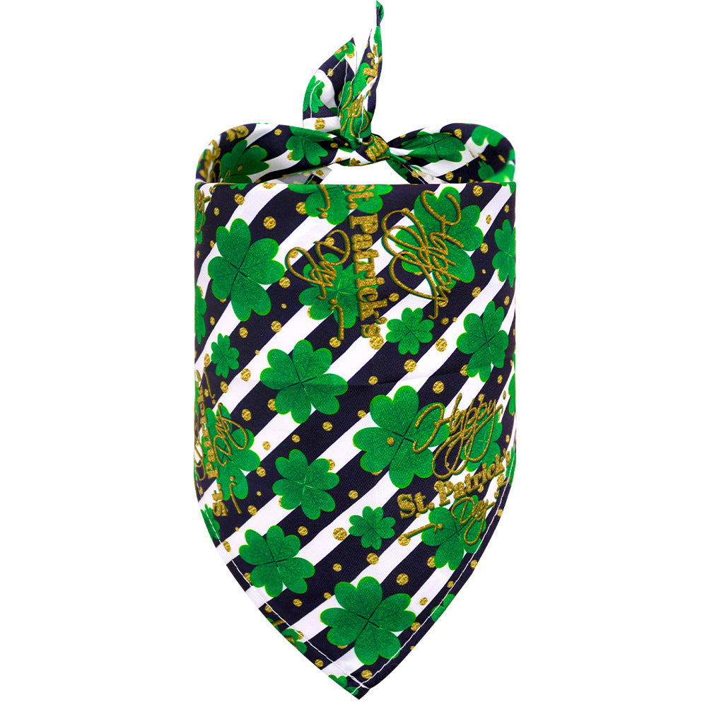 JMT-161098 Lucky Clover Triangle Towel Dog Scarf - Stylish Pet Accessory for Small & Medium Dogs