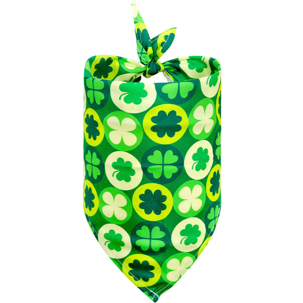 JMT-161098 Lucky Clover Triangle Towel Dog Scarf - Stylish Pet Accessory for Small & Medium Dogs