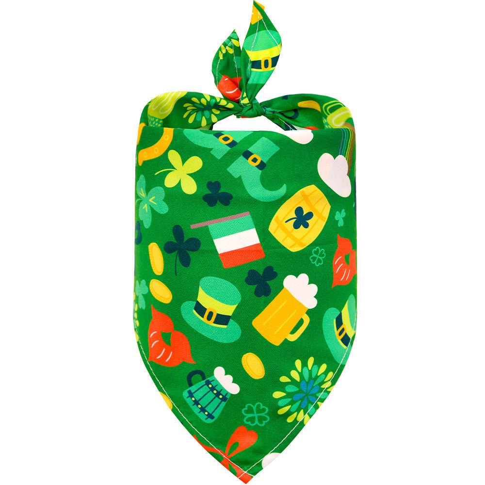 JMT-161098 Lucky Clover Triangle Towel Dog Scarf - Stylish Pet Accessory for Small & Medium Dogs