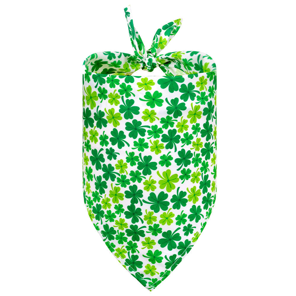 JMT-161098 Lucky Clover Triangle Towel Dog Scarf - Stylish Pet Accessory for Small & Medium Dogs