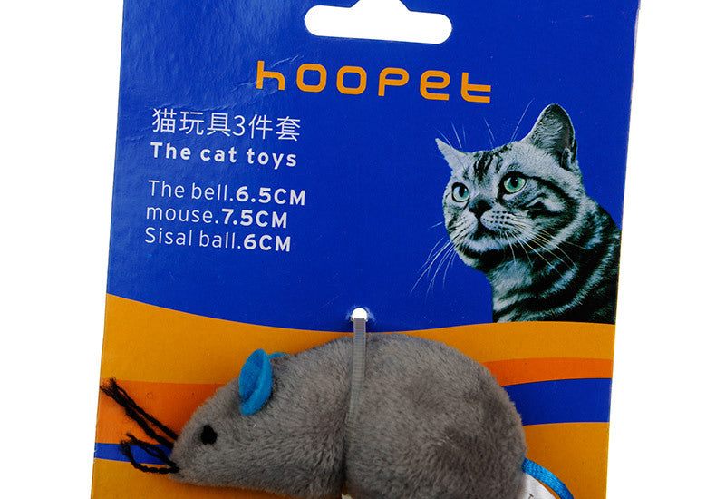 JMT-161930 Interactive Cat Toy Set with 3 Pieces: Molar-Resistant Sisal Mouse and Bell Ball
