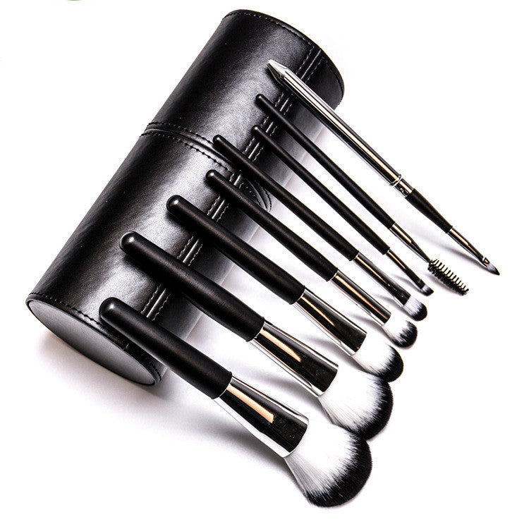 JMT-162058 8-Piece Makeup Brush Set with Wooden Handles for Foundation, Blush, and Eye Shadow Application