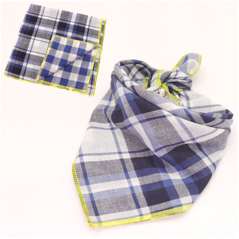 JMT-162250 Plaid Double-Sided Cotton Pet Scarf - Stylish Lattice Design for Pets