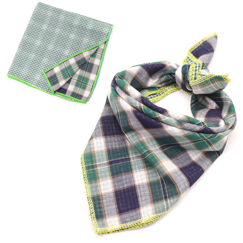 JMT-162250 Plaid Double-Sided Cotton Pet Scarf - Stylish Lattice Design for Pets