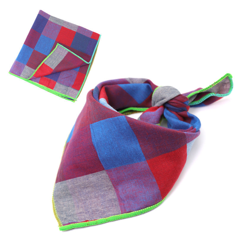 JMT-162250 Plaid Double-Sided Cotton Pet Scarf - Stylish Lattice Design for Pets
