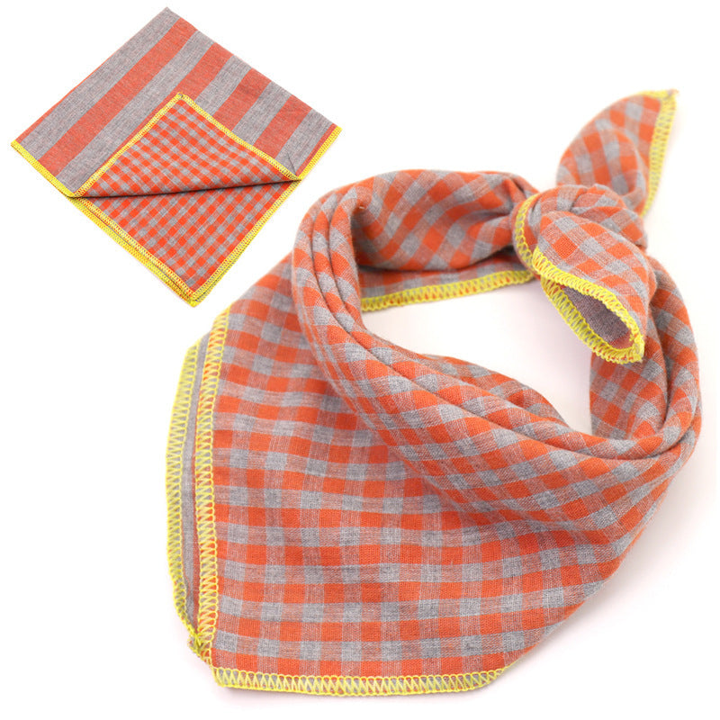 JMT-162250 Plaid Double-Sided Cotton Pet Scarf - Stylish Lattice Design for Pets
