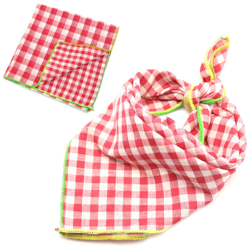 JMT-162250 Plaid Double-Sided Cotton Pet Scarf - Stylish Lattice Design for Pets