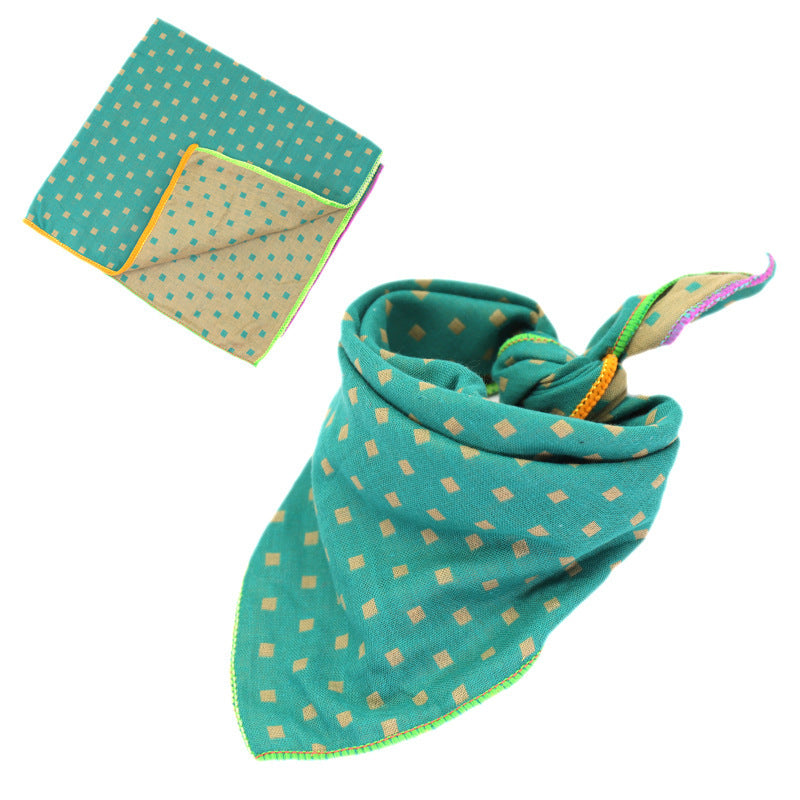 JMT-162250 Plaid Double-Sided Cotton Pet Scarf - Stylish Lattice Design for Pets