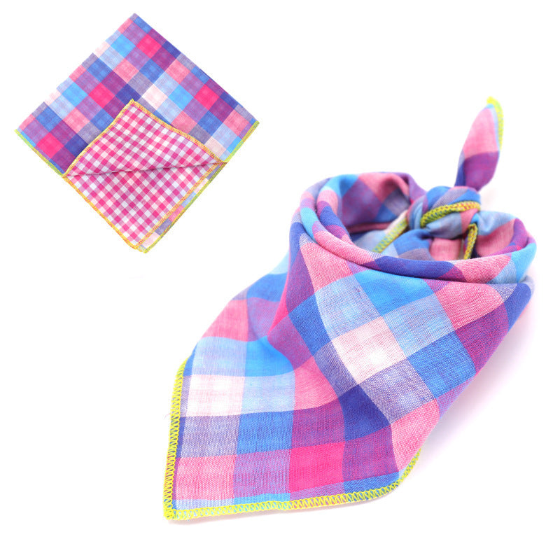 JMT-162250 Plaid Double-Sided Cotton Pet Scarf - Stylish Lattice Design for Pets