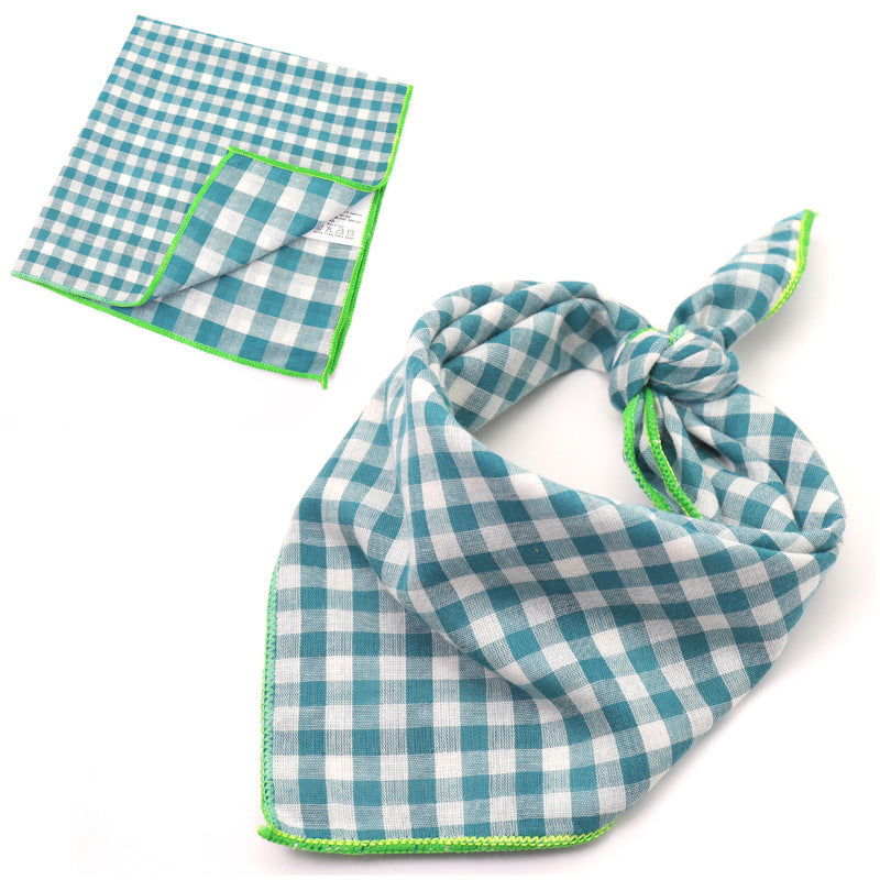 JMT-162250 Plaid Double-Sided Cotton Pet Scarf - Stylish Lattice Design for Pets