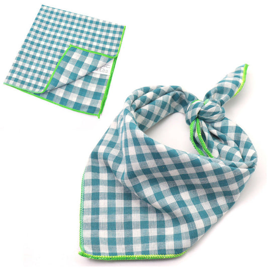 JMT-162250 Plaid Double-Sided Cotton Pet Scarf - Stylish Lattice Design for Pets