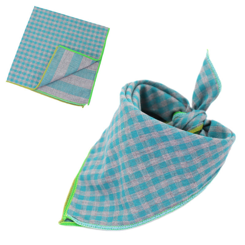 JMT-162250 Plaid Double-Sided Cotton Pet Scarf - Stylish Lattice Design for Pets