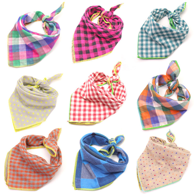 JMT-162250 Plaid Double-Sided Cotton Pet Scarf - Stylish Lattice Design for Pets