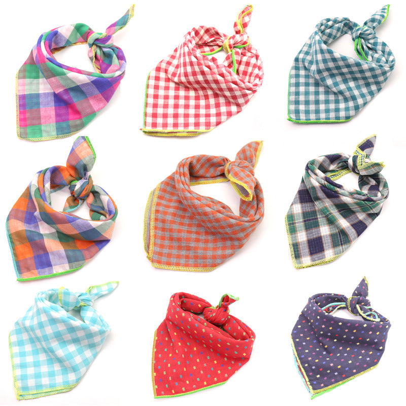 JMT-162250 Plaid Double-Sided Cotton Pet Scarf - Stylish Lattice Design for Pets