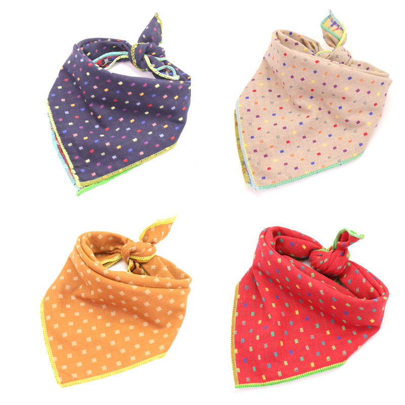 JMT-162250 Plaid Double-Sided Cotton Pet Scarf - Stylish Lattice Design for Pets