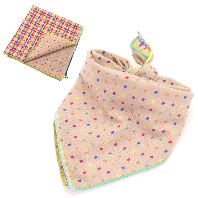 JMT-162250 Plaid Double-Sided Cotton Pet Scarf - Stylish Lattice Design for Pets