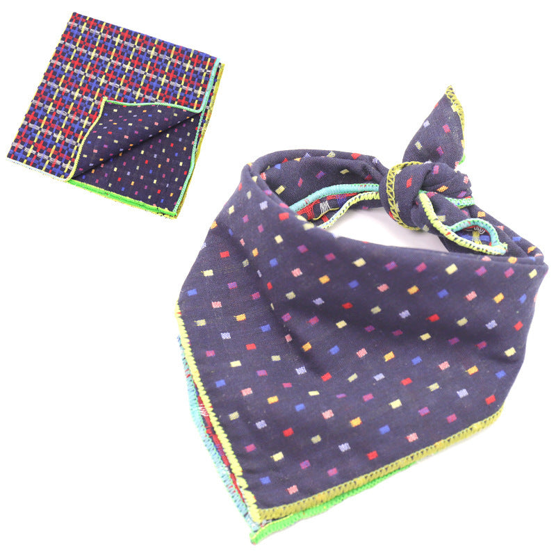 JMT-162250 Plaid Double-Sided Cotton Pet Scarf - Stylish Lattice Design for Pets