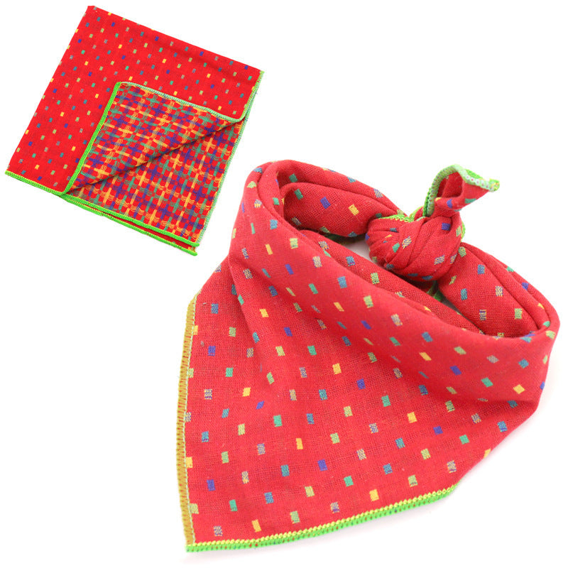 JMT-162250 Plaid Double-Sided Cotton Pet Scarf - Stylish Lattice Design for Pets