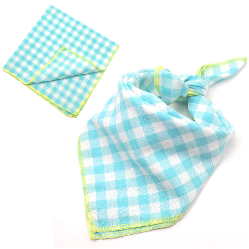 JMT-162250 Plaid Double-Sided Cotton Pet Scarf - Stylish Lattice Design for Pets
