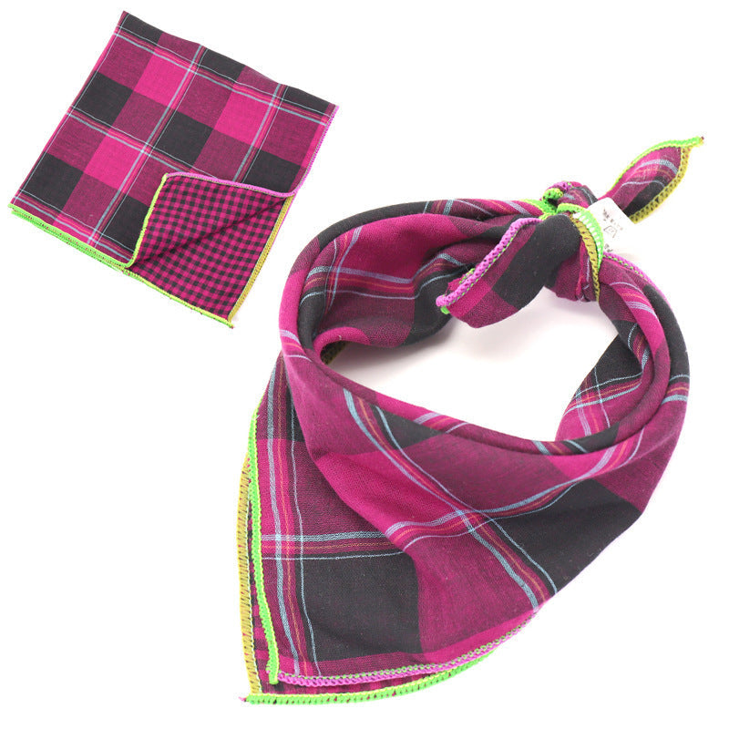 JMT-162250 Plaid Double-Sided Cotton Pet Scarf - Stylish Lattice Design for Pets