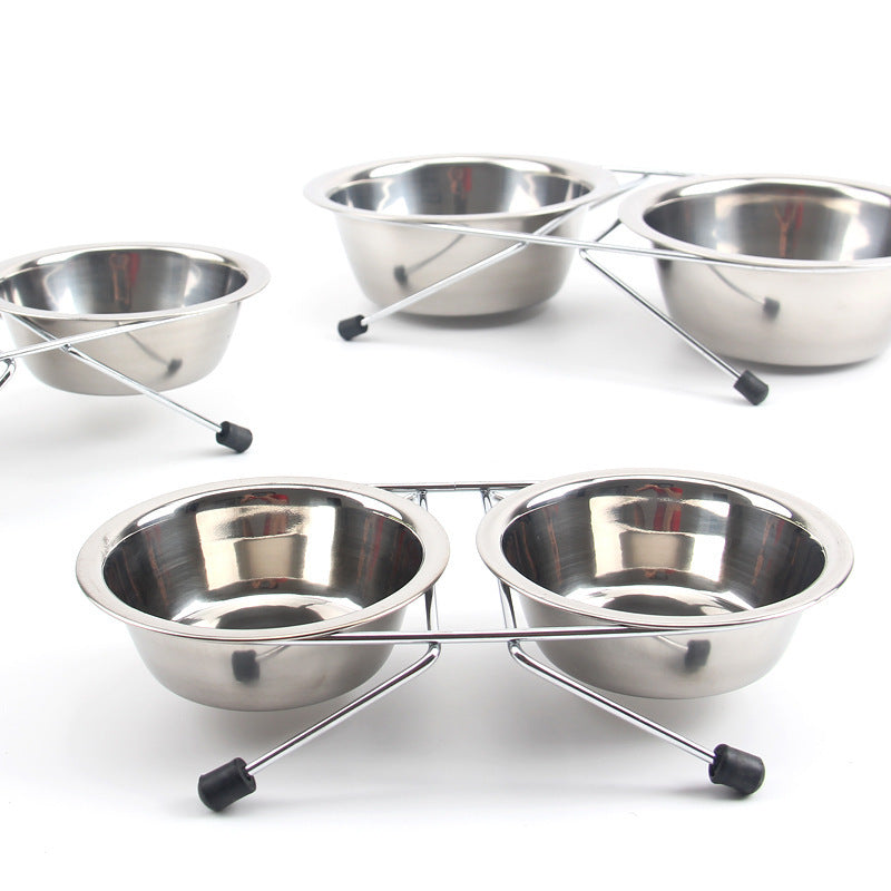 JMT-162954 Stainless Steel Non-Slip Pet Bowl with Bracket - Available in Small, Medium, and Large Sizes