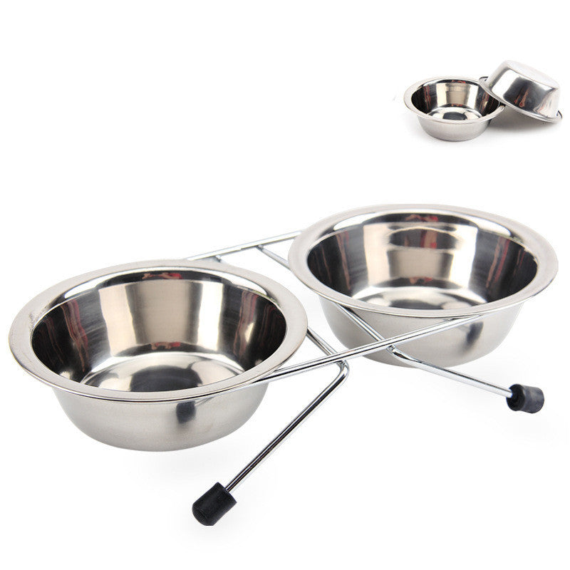 JMT-162954 Stainless Steel Non-Slip Pet Bowl with Bracket - Available in Small, Medium, and Large Sizes