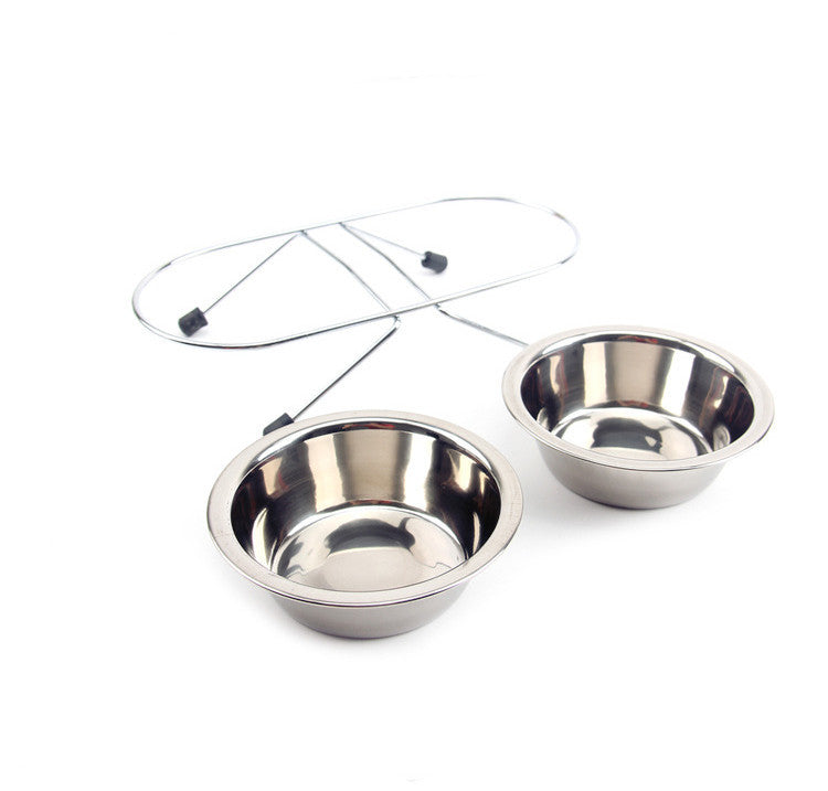 JMT-162954 Stainless Steel Non-Slip Pet Bowl with Bracket - Available in Small, Medium, and Large Sizes