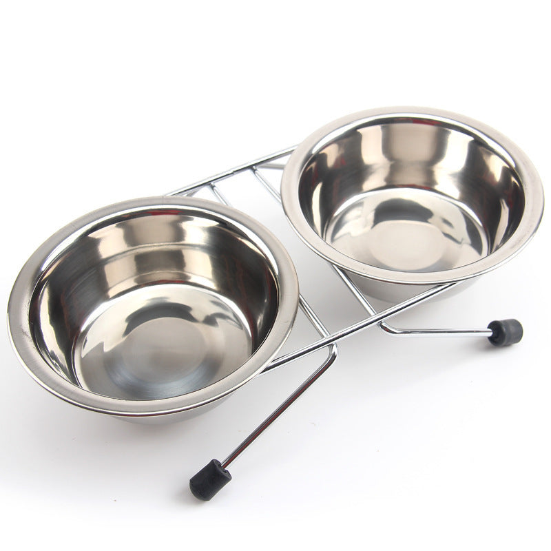 JMT-162954 Stainless Steel Non-Slip Pet Bowl with Bracket - Available in Small, Medium, and Large Sizes