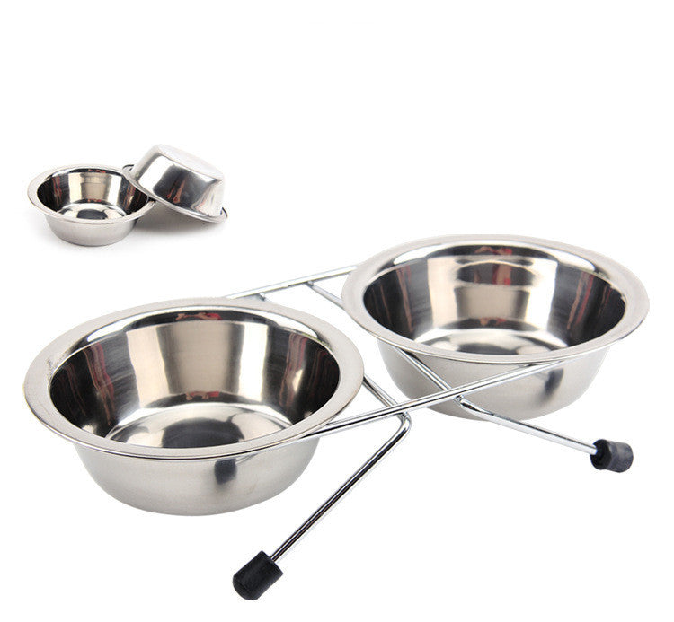 JMT-162954 Stainless Steel Non-Slip Pet Bowl with Bracket - Available in Small, Medium, and Large Sizes
