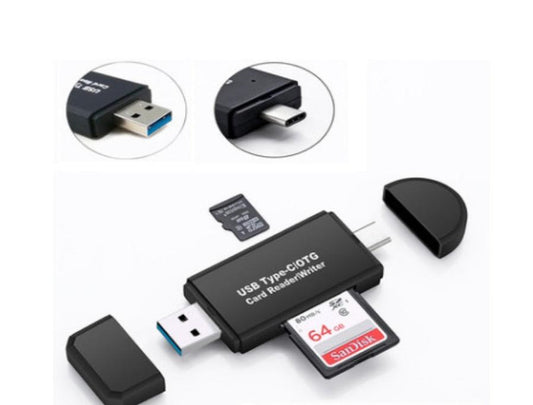 JMT-163274 USB 3.0 Type-C Card Reader for SD and TF Memory Cards, Plug and Play, Black