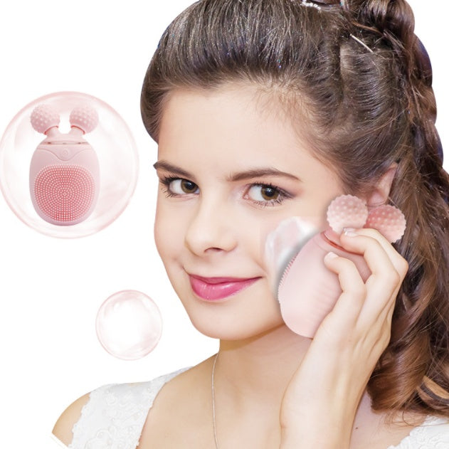 JMT-163466 Rechargeable Electric Facial Cleansing Massager with Waterproof Silicone and Multi-Function Vibrating Feature